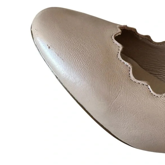 Chloe Lauren Scalloped Leather Block Heels Pumps Size 35/5 - Picture 13 of 13